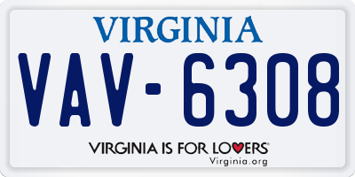 VA license plate VAV6308