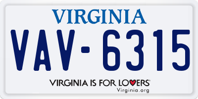 VA license plate VAV6315