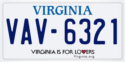 VA license plate VAV6321