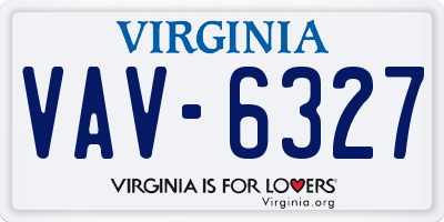 VA license plate VAV6327