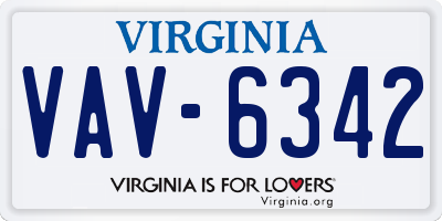 VA license plate VAV6342