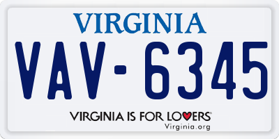 VA license plate VAV6345