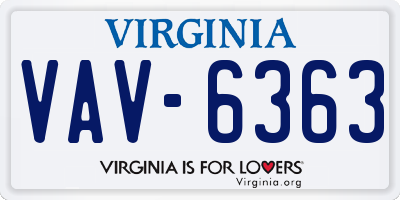 VA license plate VAV6363