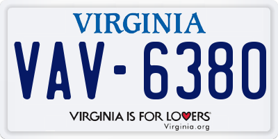 VA license plate VAV6380