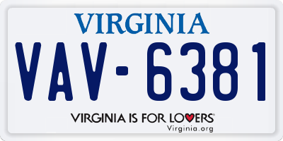 VA license plate VAV6381
