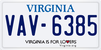 VA license plate VAV6385