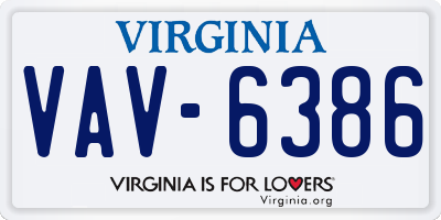 VA license plate VAV6386