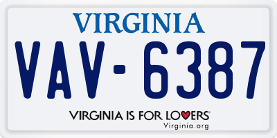 VA license plate VAV6387