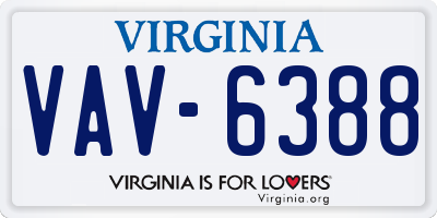 VA license plate VAV6388
