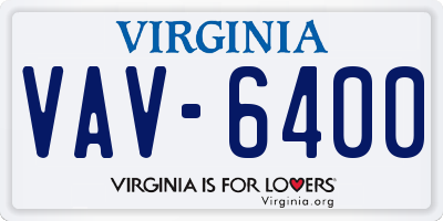 VA license plate VAV6400