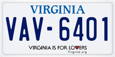 VA license plate VAV6401