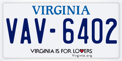 VA license plate VAV6402