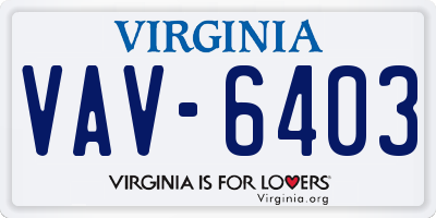 VA license plate VAV6403