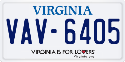 VA license plate VAV6405