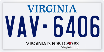 VA license plate VAV6406