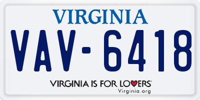VA license plate VAV6418