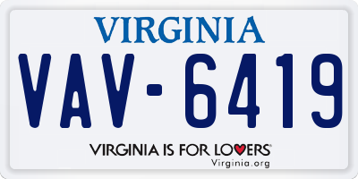 VA license plate VAV6419