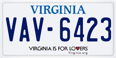 VA license plate VAV6423