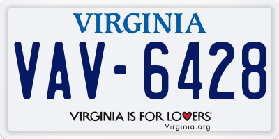 VA license plate VAV6428