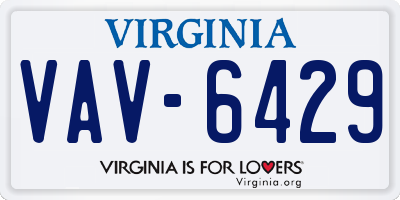 VA license plate VAV6429