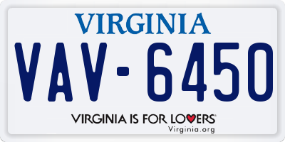 VA license plate VAV6450