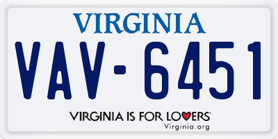 VA license plate VAV6451