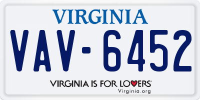 VA license plate VAV6452