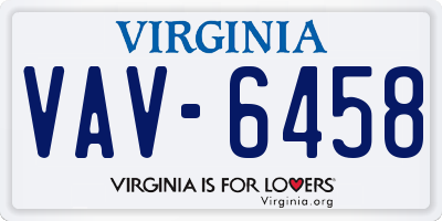 VA license plate VAV6458