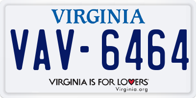VA license plate VAV6464