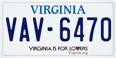VA license plate VAV6470