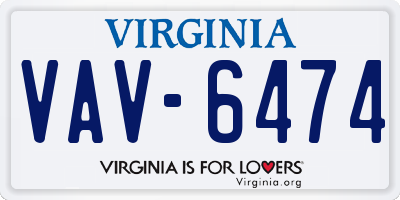 VA license plate VAV6474