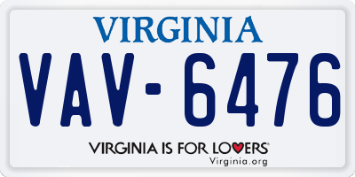 VA license plate VAV6476