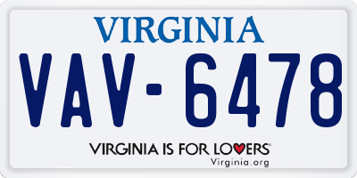 VA license plate VAV6478