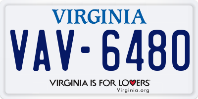 VA license plate VAV6480