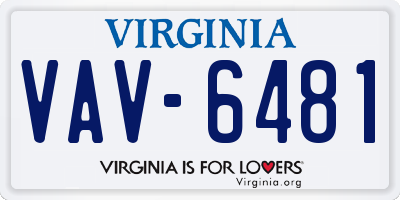 VA license plate VAV6481