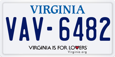 VA license plate VAV6482