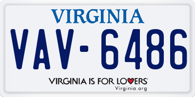 VA license plate VAV6486