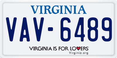 VA license plate VAV6489