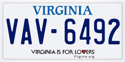 VA license plate VAV6492