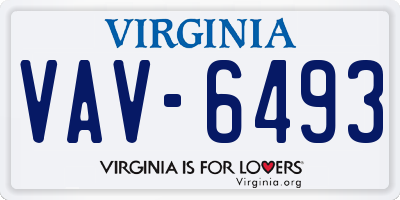 VA license plate VAV6493