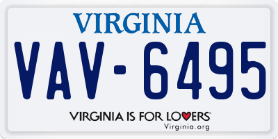 VA license plate VAV6495