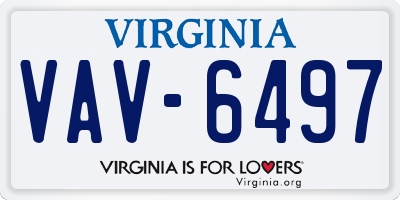 VA license plate VAV6497