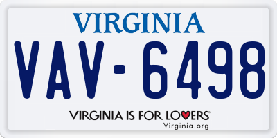 VA license plate VAV6498