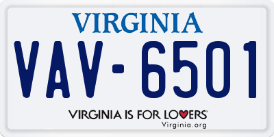 VA license plate VAV6501
