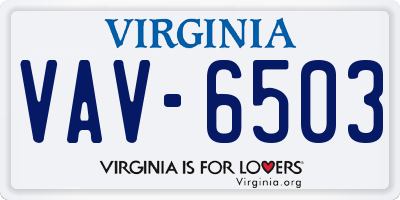 VA license plate VAV6503