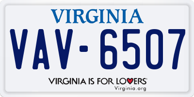 VA license plate VAV6507