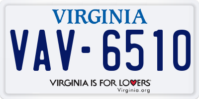 VA license plate VAV6510
