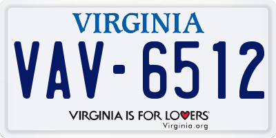 VA license plate VAV6512
