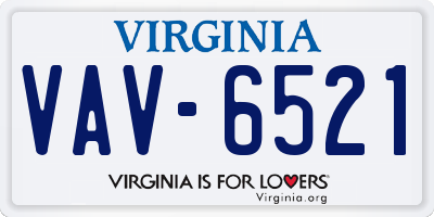 VA license plate VAV6521