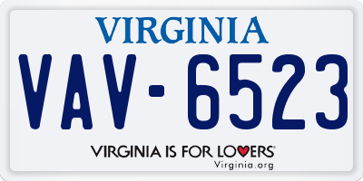 VA license plate VAV6523